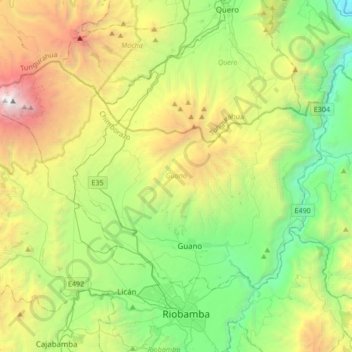 Topografische kaart Guano, hoogte, reliëf