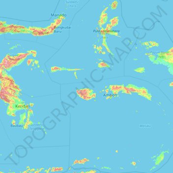 Topografische kaart Molukken, hoogte, reliëf