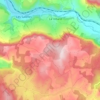 Topografische kaart Le Villard, hoogte, reliëf