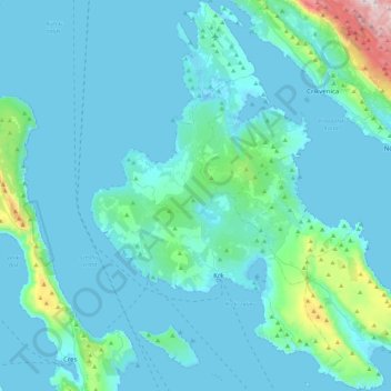 Topografische kaart Krk, hoogte, reliëf