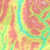 Topografische kaart Area J (Lower Arrow/Columbia), hoogte, reliëf