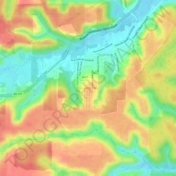 Topografische kaart Recanto Feliz, hoogte, reliëf