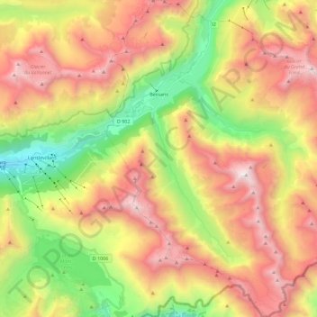 Topografische kaart Bessans, hoogte, reliëf