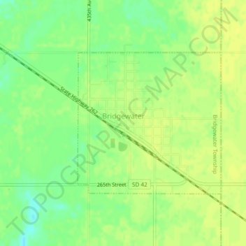 Topografische kaart Bridgewater, hoogte, reliëf