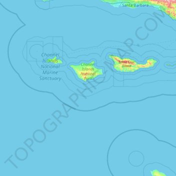 Topografische kaart Channel Islands National Park, hoogte, reliëf