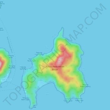 Topografische kaart Perhentian Islands, hoogte, reliëf