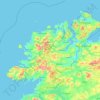 Topografische kaart County Donegal, hoogte, reliëf