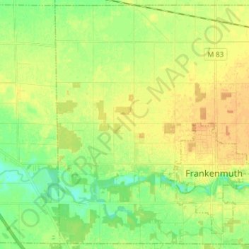 Topografische kaart Frankenmuth Township, hoogte, reliëf