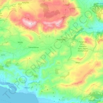 Topografische kaart Δημοτική Ενότητα Ασκληπιείου, hoogte, reliëf