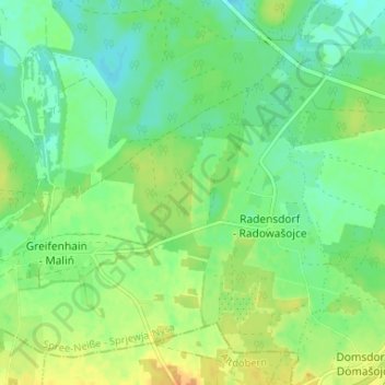 Topografische kaart Greifenhain, hoogte, reliëf