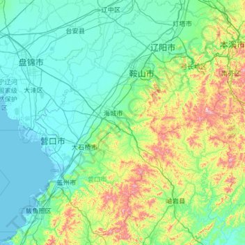 Topografische kaart 鞍山市, hoogte, reliëf