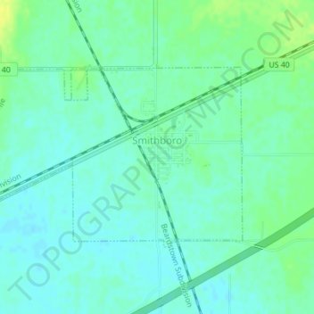 Topografische kaart Smithboro, hoogte, reliëf