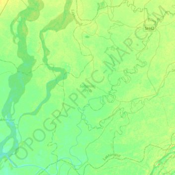 Topografische kaart Subansiri (Pt-I), hoogte, reliëf