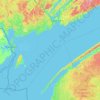 Topografische kaart Baie de Fundy, hoogte, reliëf