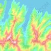 Topografische kaart Pigeon Bay, hoogte, reliëf