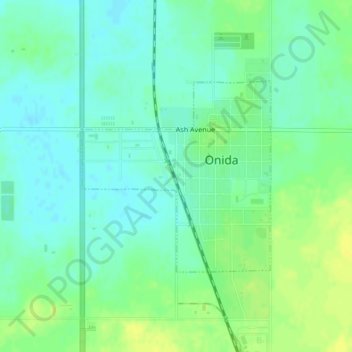 Topografische kaart Onida, hoogte, reliëf