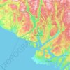 Topografische kaart Flekkefjord, hoogte, reliëf