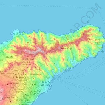 Topografische kaart Macizo de Anaga, hoogte, reliëf