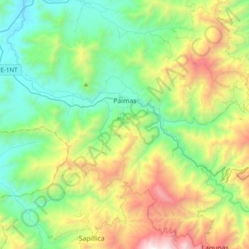 Topografische kaart Paimas, hoogte, reliëf