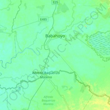 Topografische kaart Babahoyo, hoogte, reliëf