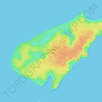 Topografische kaart Drysdale Island, hoogte, reliëf