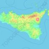 Topografische kaart Sicilië, hoogte, reliëf