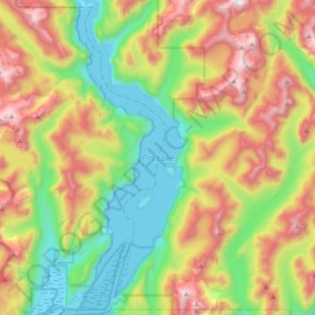 Topografische kaart Pitt Lake, hoogte, reliëf