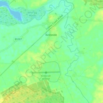 Topografische kaart Kirkbride, hoogte, reliëf