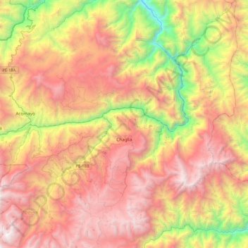 Topografische kaart Chaglla, hoogte, reliëf