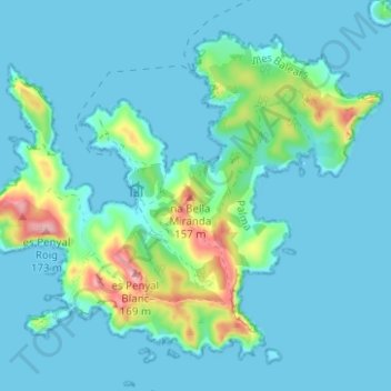 Topografische kaart Cabrera, hoogte, reliëf