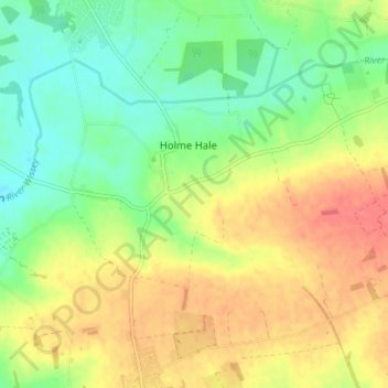 Topografische kaart Holme Hale, hoogte, reliëf