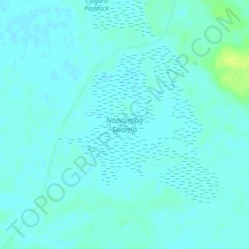 Topografische kaart Noorumba Swamp, hoogte, reliëf