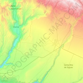 Topografische kaart Majes, hoogte, reliëf