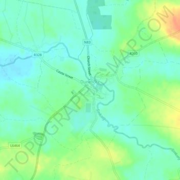 Topografische kaart Dunmore, hoogte, reliëf