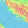 Topografische kaart Dalmatien, hoogte, reliëf