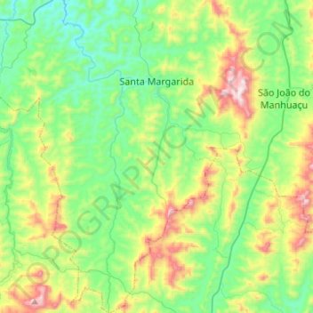 Topografische kaart Santa Margarida, hoogte, reliëf