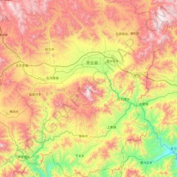 Topografische kaart Lingqiu County, hoogte, reliëf