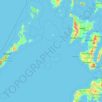Topografische kaart Palawan, hoogte, reliëf