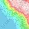 Topografische kaart Općina Tučepi, hoogte, reliëf