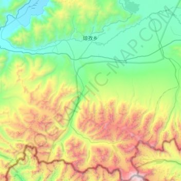 Topografische kaart Kyungzê, hoogte, reliëf
