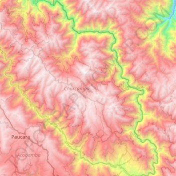Topografische kaart Churcampa, hoogte, reliëf