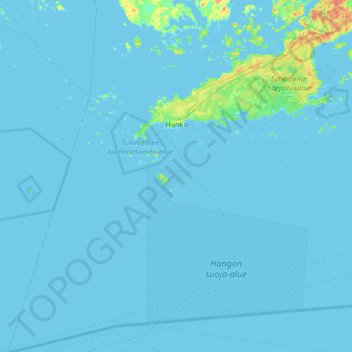 Topografische kaart Hanko, hoogte, reliëf