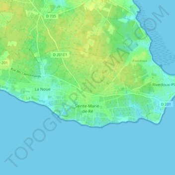 Topografische kaart Sainte-Marie-de-Ré, hoogte, reliëf