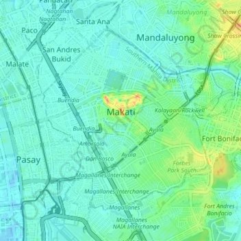 Topografische kaart Makati, hoogte, reliëf