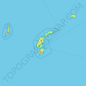 Topografische kaart Ponza, hoogte, reliëf