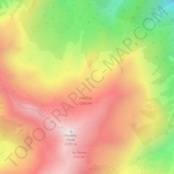 Topografische kaart Hadley Glacier, hoogte, reliëf