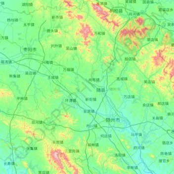 Topografische kaart 随县, hoogte, reliëf