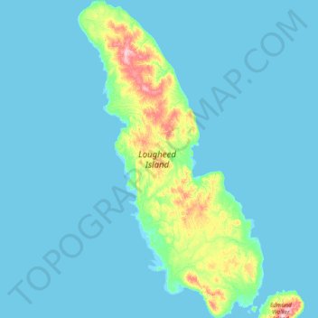 Topografische kaart Lougheed Island, hoogte, reliëf