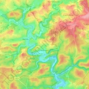 Topografische kaart Straimont, hoogte, reliëf