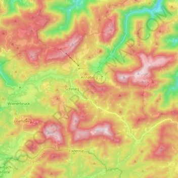 Topografische kaart Annaberg, hoogte, reliëf